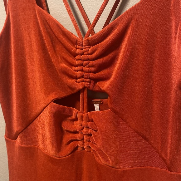 Free People Hypnotized Orange Maxi Dress with Cut Outs - Picture 3 of 6